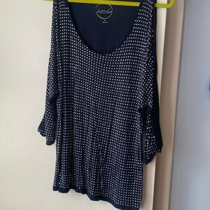 INC navy top with grommets and open sleeve. Size XL